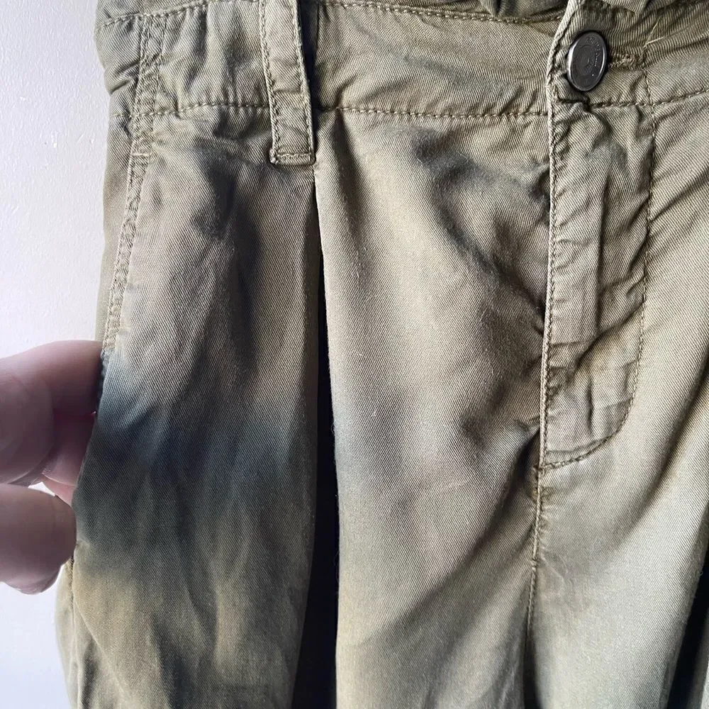 ZARA army green high rise paper bag wide leg ankle pants XS - Picture 5 of 9